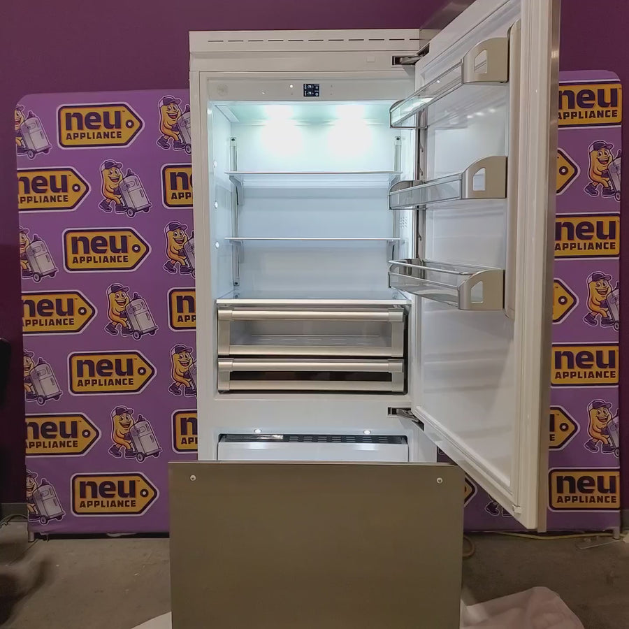 Pictures of Bertazzoni Built-In Bottom Freezer Refrigerator with 19.6 Cu. Ft. Total Capacity, Touch-Controls, Lateral Airflow System, and Ice Maker REF36BMBIXRT - Scratch & Dent (Major) - Neu Appliance Outlet - Discount Appliance Outlet in Austin, Tx