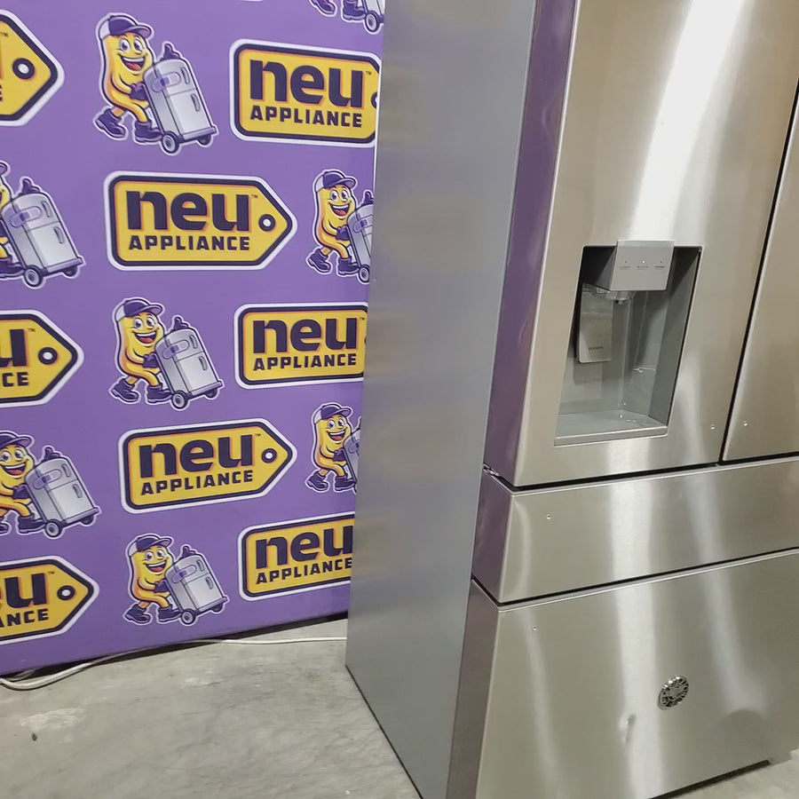 Pictures of Bertazzoni 36 Inch Freestanding 4-Door French Door Refrigerator with 21.6 Cu. Ft. Total Capacity, Precise Temperature, Individual Quattro Temp Zone Drawer, and Dual Humidity-Controlled Crispers REF36FDFZXNT - Scratch & Dent (Moderate) - Neu Appliance Outlet - Discount Appliance Outlet in Austin, Tx
