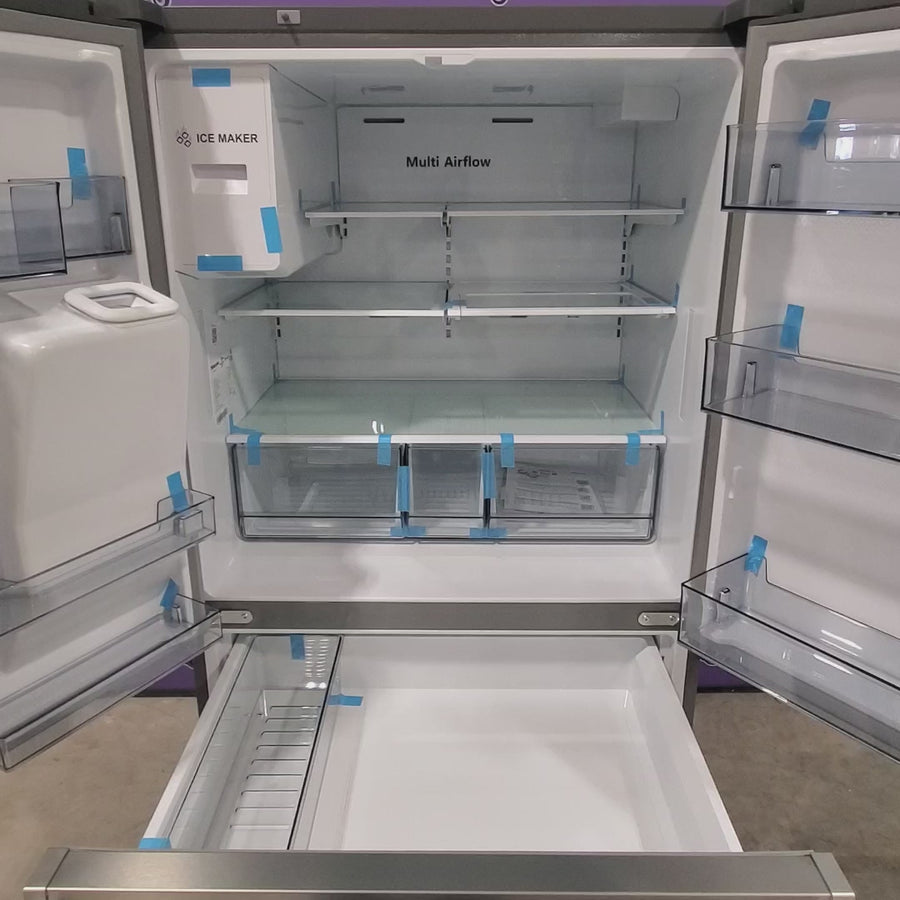 Pictures of Hisense PureFlat 25.6-cu ft 4-Door Smart French Door Refrigerator with Ice Maker, Water and Ice Dispenser (Stainless Steel) ENERGY STAR - Scratch and Dent (Minor) - Neu Appliance Outlet - Discount Appliance Outlet in Austin, Tx
