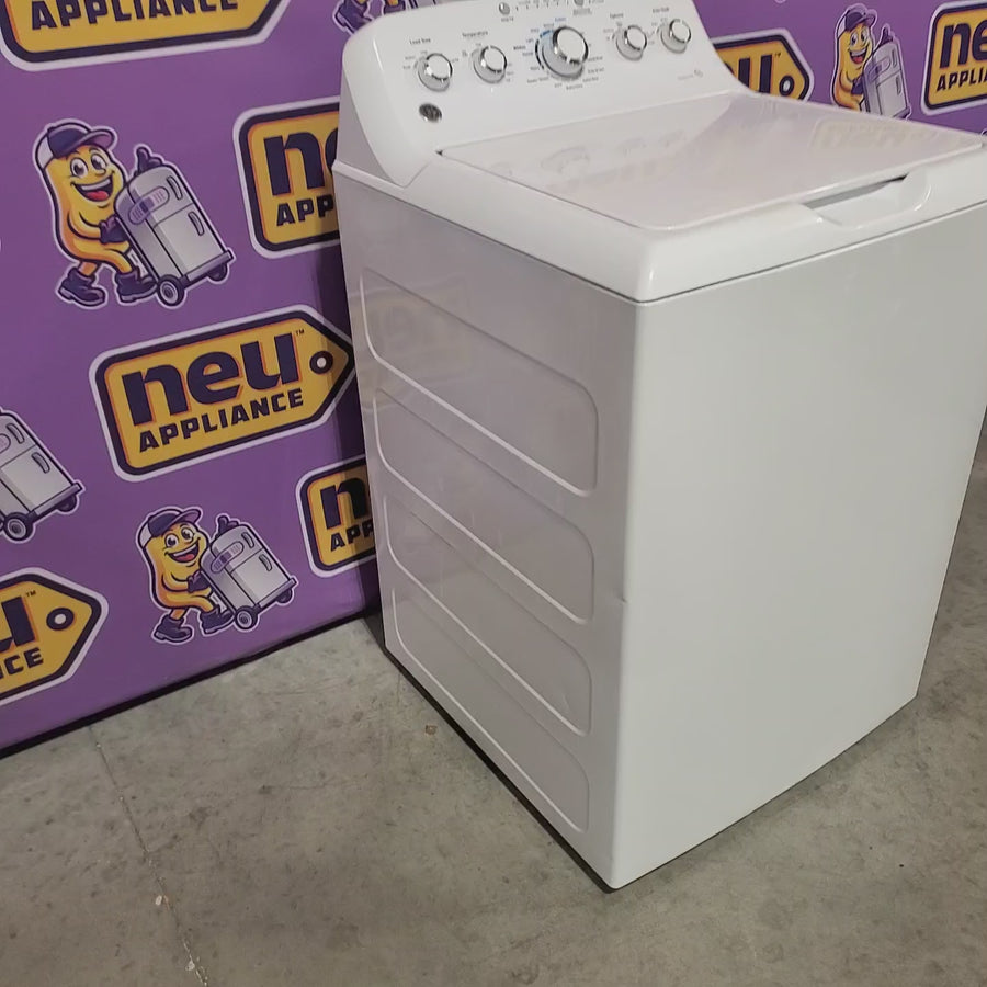 Pictures of GE White Top Load 4.2 Cu. Ft. Washer with Stainless Steel Basket and Dual Action Agitator GTW460ASJWW - Certified Refurbished and GE White Electric 7.2 Cu. Ft. Dryer with Aluminized Alloy Drum GTD42EASJWW - Certified Refurbished - Neu Appliance Outlet - Discount Appliance Outlet in Austin, Tx