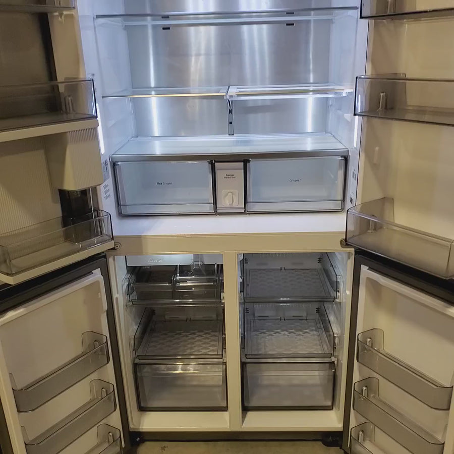 Pictures of Samsung Bespoke 22.8-cu ft 4-Door Counter-depth Smart French Door Refrigerator with Dual Ice Maker and Door within Door ENERGY STAR in Navy Glass RF23A967541 - Certified Refurbished - Neu Appliance Outlet - Discount Appliance Outlet in Austin, Tx