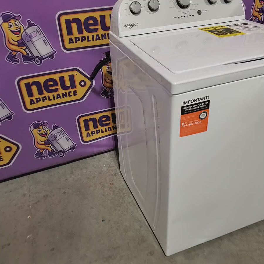 Pictures of Whirlpool Top Load 3.5 Cu. Ft. Washer with Deep Water Wash Option WTW4816FW - Scratch & Dent (Major) and Whirlpool White Gas 7.0 Cu. Ft. Vented Dryer with Wrinkle Shield Option and AutoDry Drying System WGD4815EW - Scratch & Dent (Major) - Neu Appliance Outlet - Discount Appliance Outlet in Austin, Tx