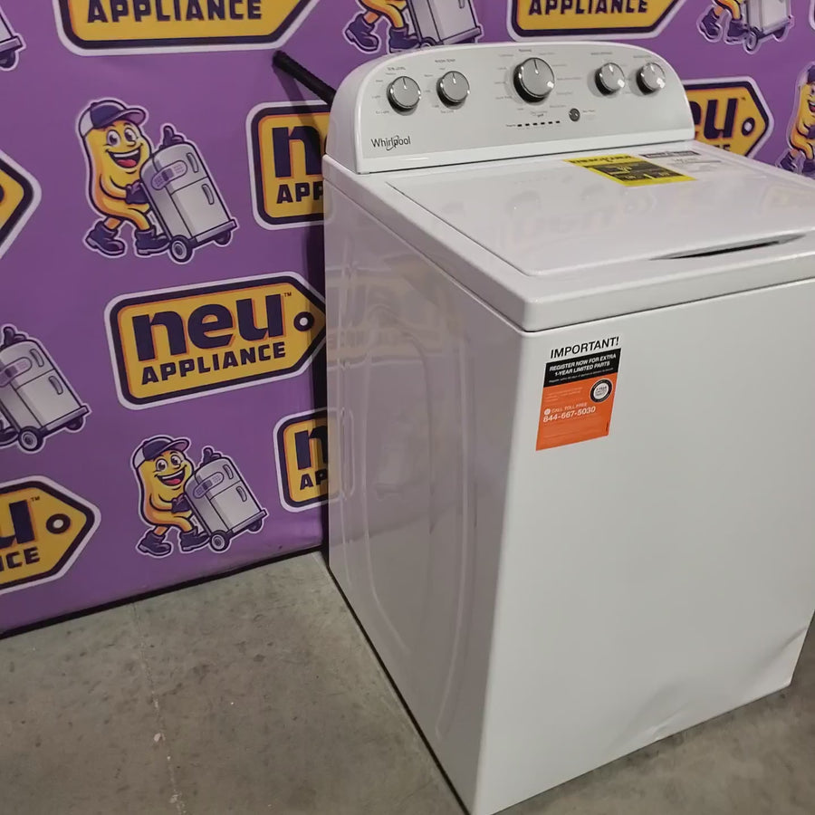 Pictures of Whirlpool Top Load 3.5 Cu. Ft. Washer with Deep Water Wash Option WTW4816FW - Scratch & Dent (Major) and Whirlpool Vented 7.0 Cu. Ft. Electric Dryer WED4815EW - Scratch & Dent (Minor) - Neu Appliance Outlet - Discount Appliance Outlet in Austin, Tx