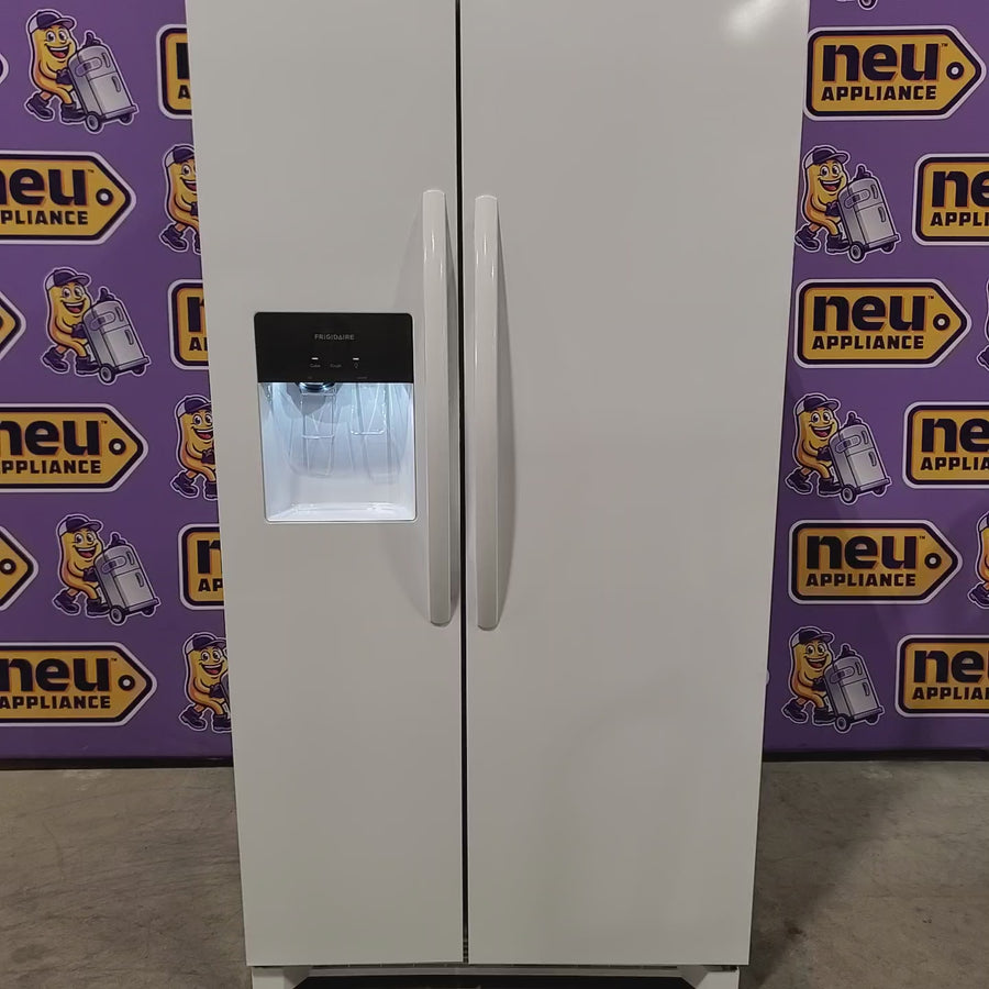 Pictures of Frigidaire 25.6 cu. ft. Side by Side Refrigerator in White with Exterior Ice and Water Dispenser 22221428 - FRSS2623AW - Scratch & Dent (Minor) - Neu Appliance Outlet - Discount Appliance Outlet in Austin, Tx