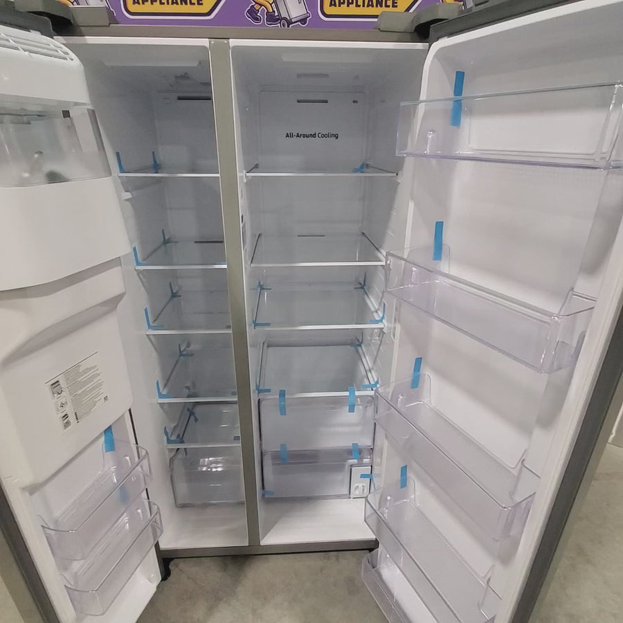 Pictures of Fingerprint Resistant Stainless Steel ENERGY STAR Samsung 27.4 cu. ft. Side by Side Refrigerator with Exterior Water and Ice Dispenser RS27T5200SR - Scratch & Dent - Minor - Neu Appliance Outlet - Discount Appliance Outlet in Austin, Tx