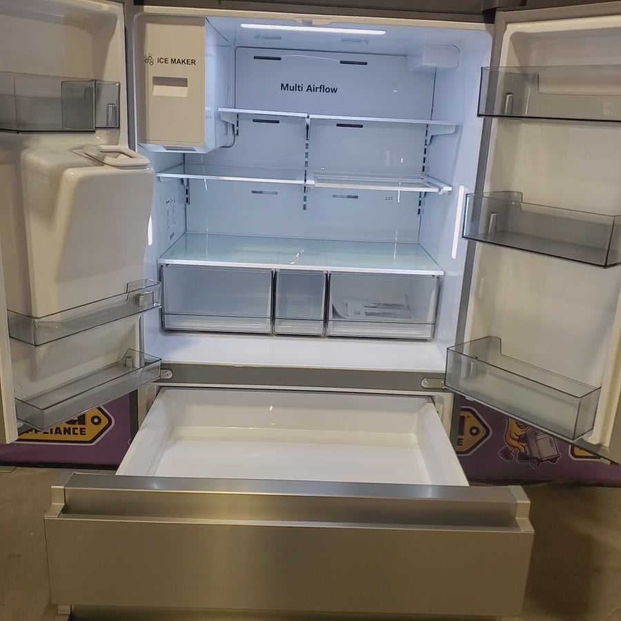 Pictures of Hisense PureFlat 25.6-cu ft 4-Door Smart French Door ENERGY STAR Refrigerator in Stainless Steel with Ice Maker, Water and Ice Dispenser HRM260N6TSE - Scratch & Dent (Moderate) - Neu Appliance Outlet - Discount Appliance Outlet in Austin, Tx