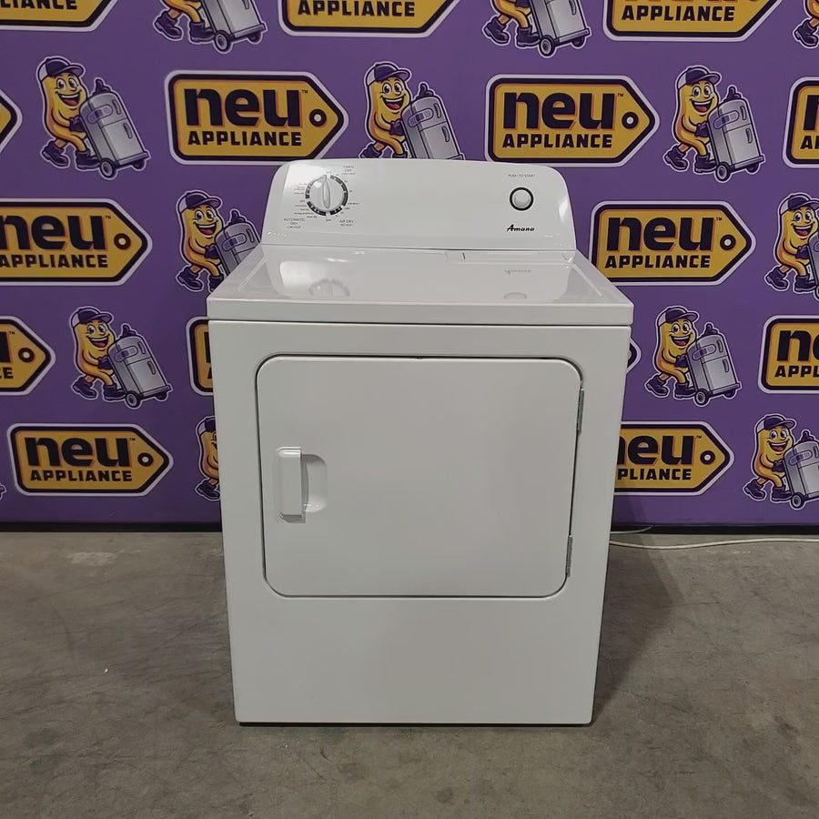 Pictures of Amana 6.5 Cu. Ft. Electric Dryer with Wrinkle Shield Option and Automatic Dryness Control in White 22442643 - NED4655EW - Scratch & Dent (Minor) - Neu Appliance Outlet - Discount Appliance Outlet in Austin, Tx
