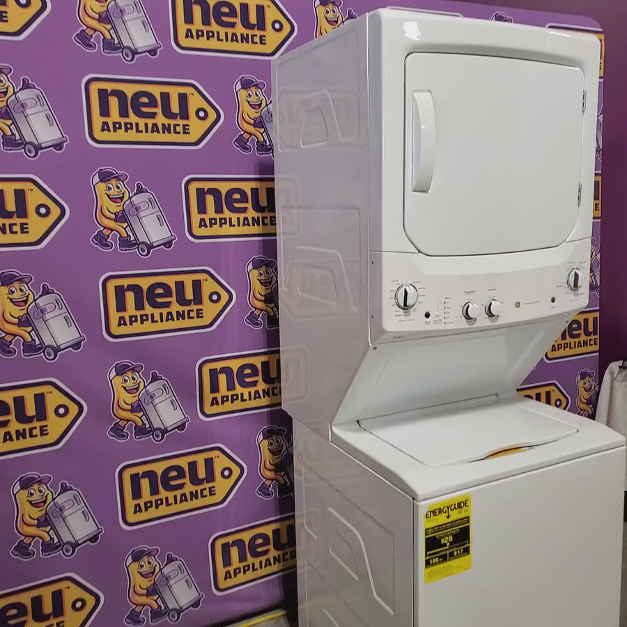 Pictures of GE Unitized Spacemaker® 3.8 cu. ft. Capacity Washer with Stainless Steel Basket and 5.9 cu. ft. Capacity Electric Dryer GUD27ESSMWW - Certified Refurbished - Neu Appliance Outlet - Discount Appliance Outlet in Austin, Tx