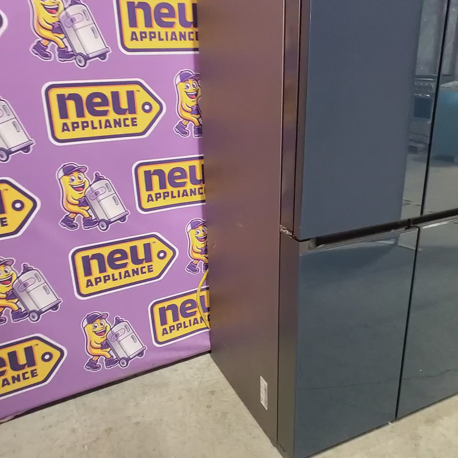 Pictures of Samsung Bespoke 22.8-cu ft 4-Door Counter-depth Smart French Door Refrigerator with Dual Ice Maker and Door within Door ENERGY STAR in Navy Glass RF23A967541 - Certified Refurbished - Neu Appliance Outlet - Discount Appliance Outlet in Austin, Tx