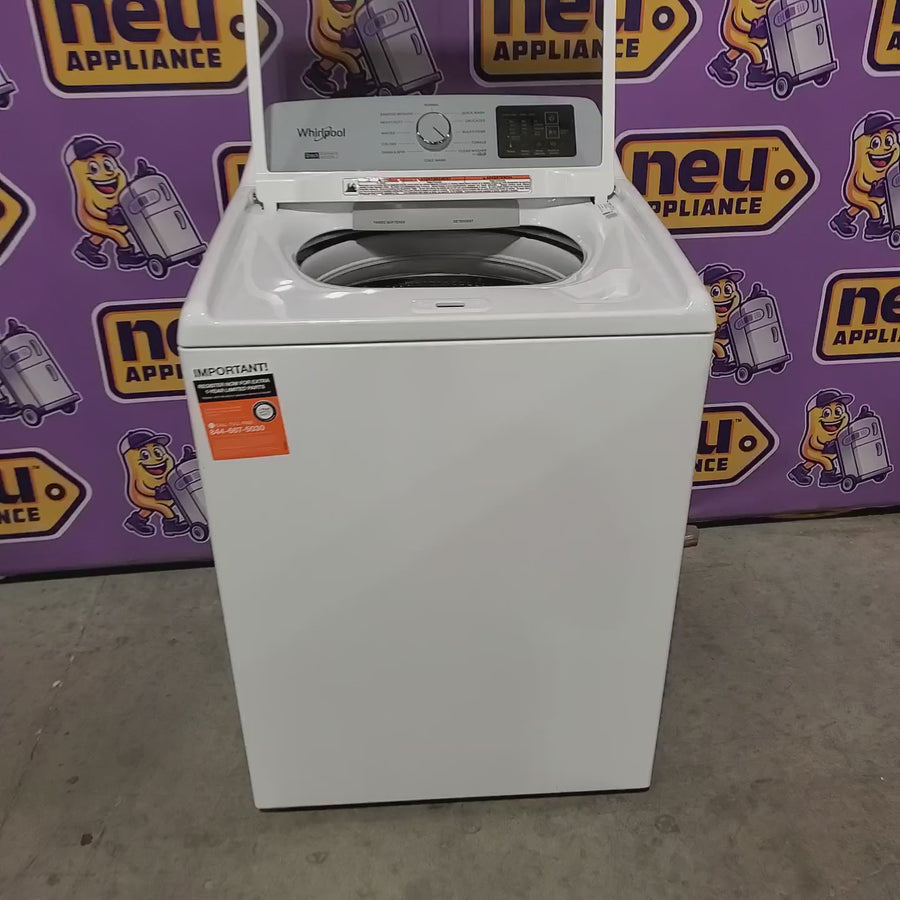 Pictures of Whirlpool 4.2-4.3 Cu. Ft. Top Load Washer with 2-in-1 Removable Agitator and Soft Close Glass Lid WTW4307SW - Open Box and Whirlpool 7.0 cu. ft. Electric Dryer with Adaptive Dry and Wrinkle Shield™ Option WED4307SW - Scratch & Dent (Minor) - Neu Appliance Outlet - Discount Appliance Outlet in Austin, Tx