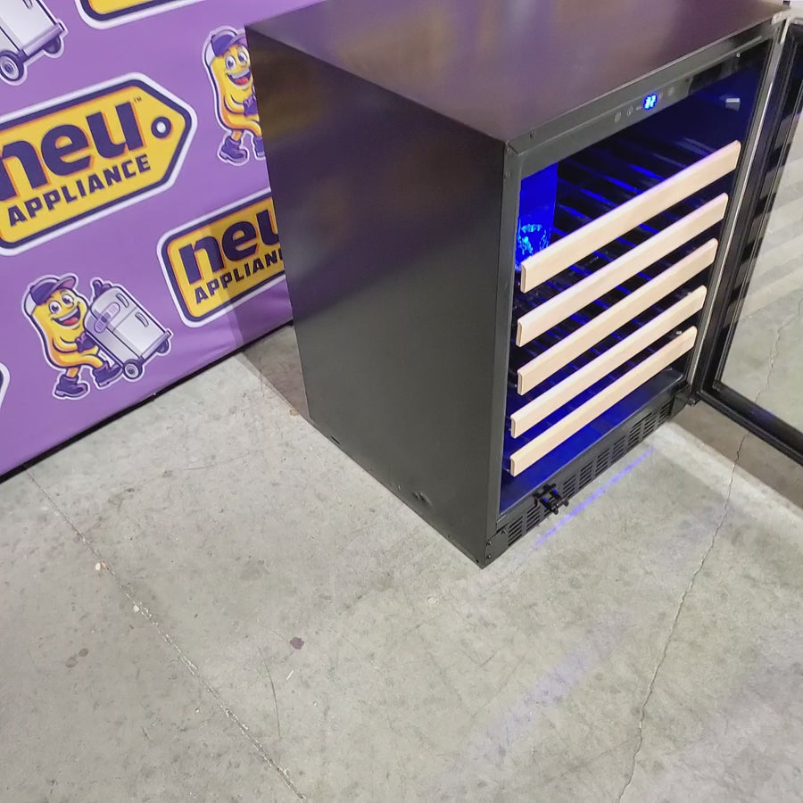 Pictures of Azure 24 Inch Wine Center with 5.1 cu. ft. Capacity, Wood Front Racks, Field Reversible Door, Blue LED Lighting, Digital Display Controls, and Auto Defrost 11110447 - A124WC-S - Scratch & Dent (Minor) - Neu Appliance Outlet - Discount Appliance Outlet in Austin, Tx