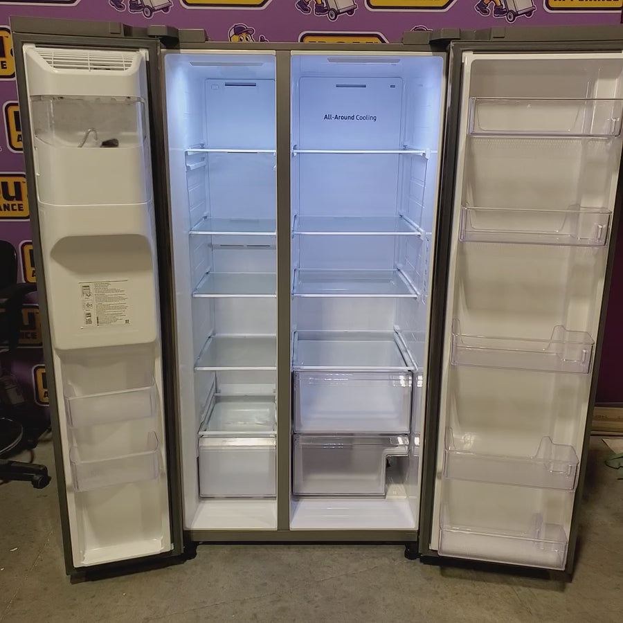 Pictures of Samsung 27.4-cu ft Side-by-Side Refrigerator with Ice Maker in Fingerprint Resistant Stainless Steel RS27T5200SR - Scratch & Dent (Minor) - Neu Appliance Outlet - Discount Appliance Outlet in Austin, Tx