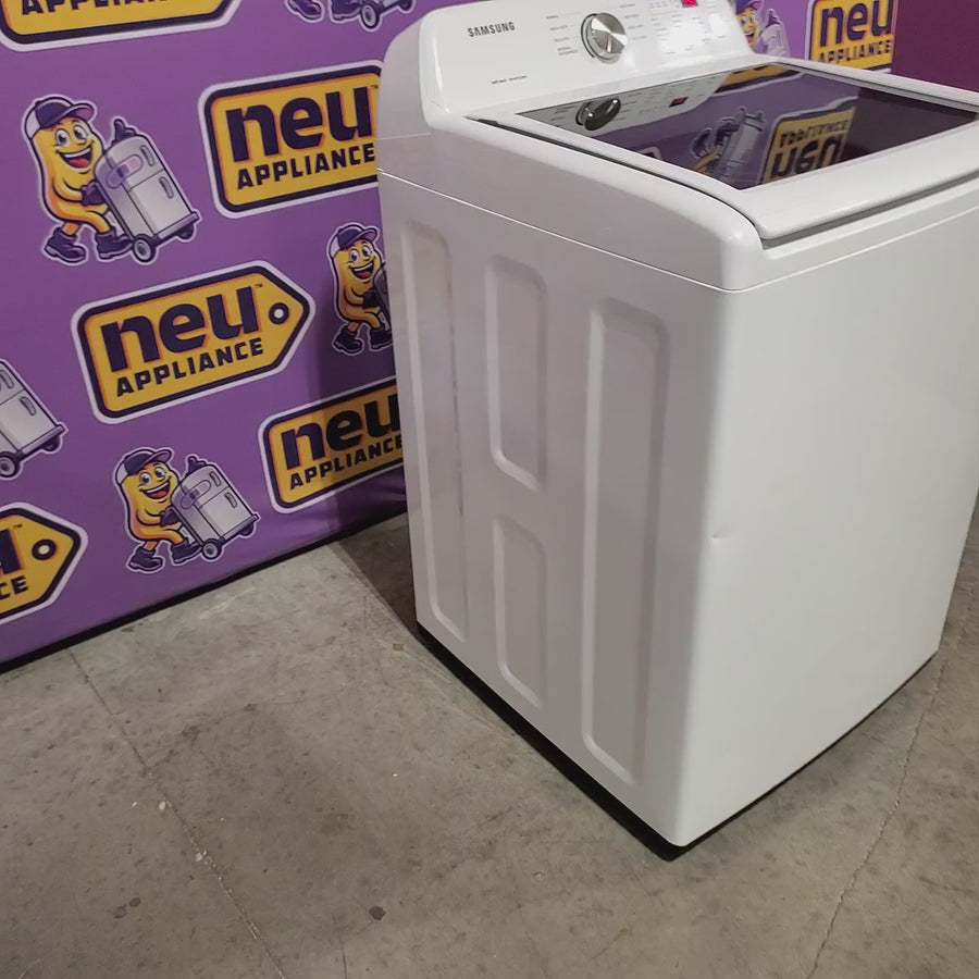 Pictures of Samsung 4.5 cu. ft. Top Load Washer with Vibration Reduction Technology+ in White WA45T3200AW - Certified Refurbished and Samsung 7.2 cu. ft. Electric Dryer with Sensor Dry in White DVE45T3200W - Scratch & Dent (Minor) - Neu Appliance Outlet - Discount Appliance Outlet in Austin, Tx