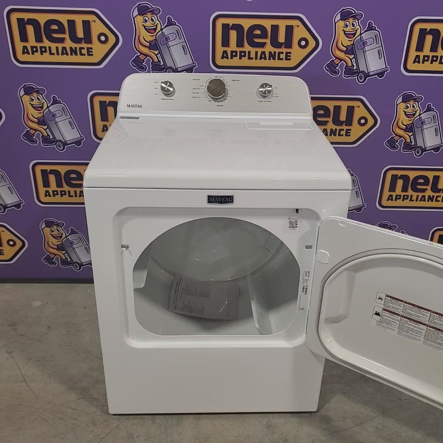Pictures of Maytag Top Load 4.8 Cu. Ft. Washer with Extra Power MVW5430MW - Scratch and Dent (Moderate) and Maytag Front Load Wrinkle Prevent Electric 7.0 Cu. Ft. Dryer with End of Cycle Signal MED4500MW - Open Box - Neu Appliance Outlet - Discount Appliance Outlet in Austin, Tx