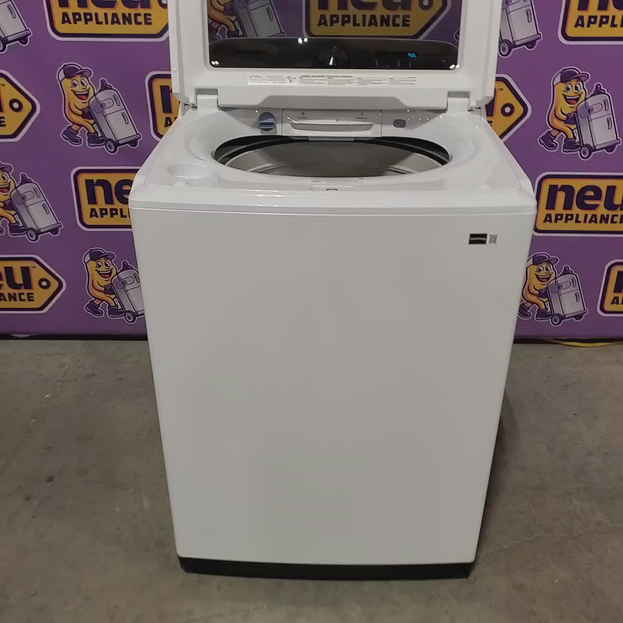 Pictures of Samsung 5.2 cu. ft. Large Capacity Smart Top Load Washer with Super Speed Wash in White WA52DG5500AW - Scratch & Dent (Minor) and Samsung White Smart Electric 7.4 Cu. Ft. Dryer with Sensor Dry and Steam Sanitize+ DVE52A5500W - Scratch & Dent (Minor) - Neu Appliance Outlet - Discount Appliance Outlet in Austin, Tx