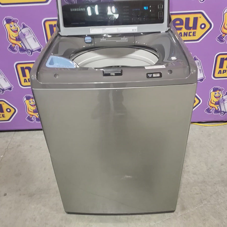 Pictures of Samsung 4.5 cu. ft. Capacity Top Load Washer with Active WaterJet in Platinum WA45T3400AP - Certified Refurbished and Samsung 7.4 Cu. Ft. Gas Dryer with Sensor Dry in Platinum DVG45T3400P - Certified Refurbished - Neu Appliance Outlet - Discount Appliance Outlet in Austin, Tx