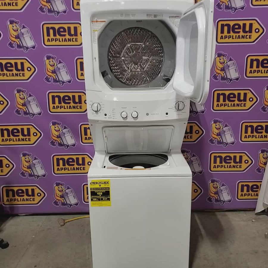 Pictures of GE Unitized Spacemaker® 3.8 cu. ft. Capacity Washer with Stainless Steel Basket and 5.9 cu. ft. Capacity Electric Dryer GUD27ESSMWW - Certified Refurbished - Neu Appliance Outlet - Discount Appliance Outlet in Austin, Tx