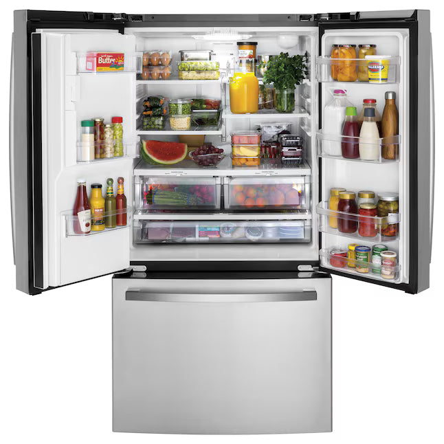 GE 20.6 cu. ft. Counter Depth French Door Refrigerator in Fingerprint Resistant Stainless, ENERGY STAR GYE21JYMFS - Scratch & Dent (Moderate)