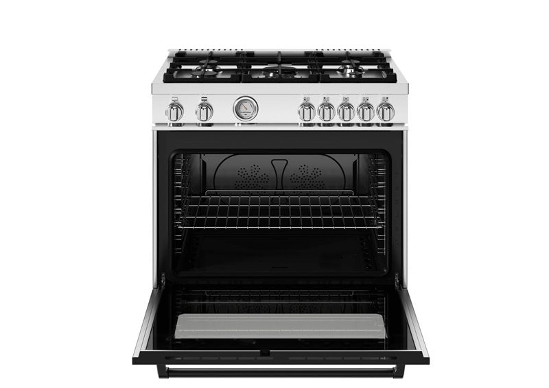 Bertazzoni Master Series 36 Inch Freestanding Gas Range with 5 Sealed Burners, 5.9 cu. ft. Oven Capacity, Dual Convection Oven, Soft-Close Door Stainless Steel Natural Gas MAST365GASXE - Scratch & Dent (Moderate)