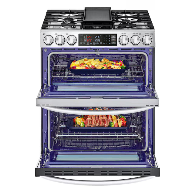LG 6.9 cu. ft. Smart Gas Double Oven Slide-in Range with InstaView®, ProBake® Convection, Air Fry, and Air Sous Vide LTGL6937F - Open Box