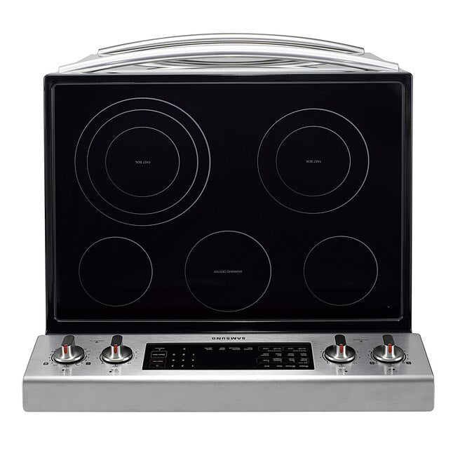 Samsung 30-in Glass Top 5 Elements 5.9-cu ft Self-Cleaning Convection Oven Freestanding Electric Range in Stainless Steel 1CR02115 - NE597R0ABSR - Certified Refurbished