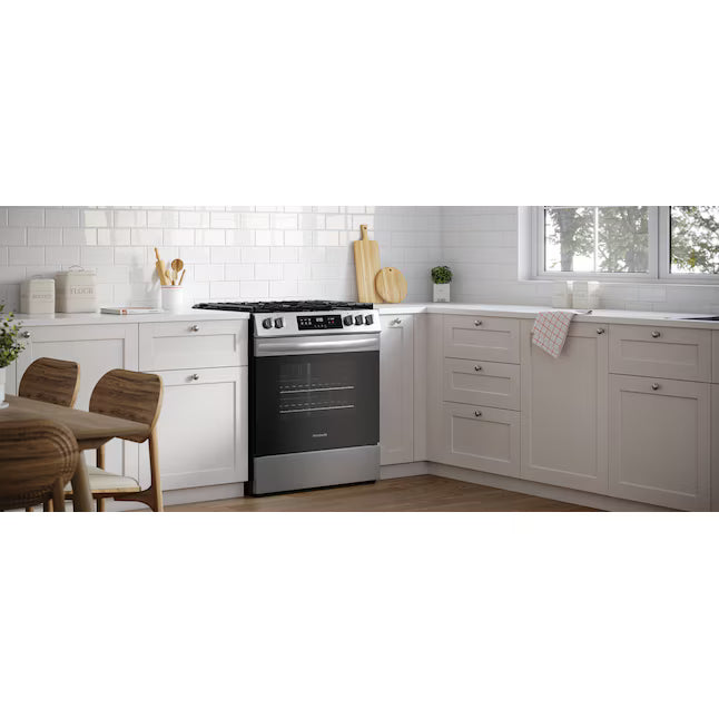 Frigidaire Slide-in Gas Stainless Steel Range with Steam Clean with Five Burner Cooktop and Even Baking Technology 20531SD468 - FCFG3062AS - Scratch & Dent (Minor)