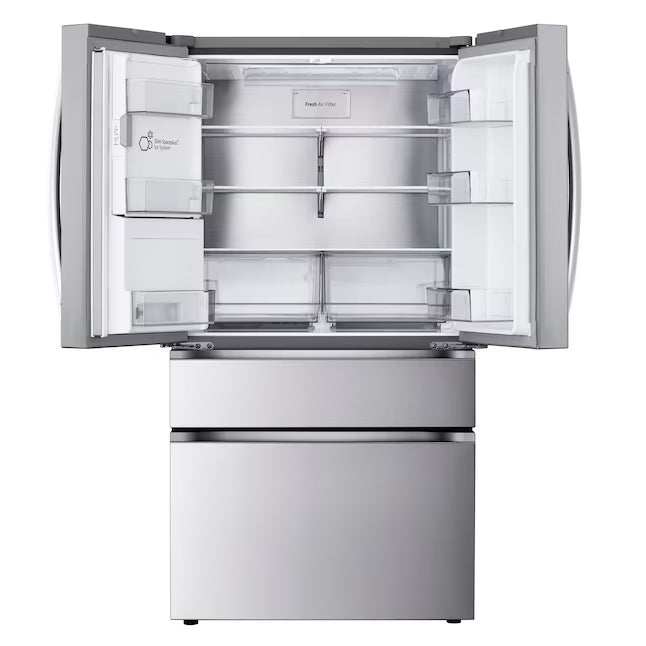 LG 29 cu. ft. Smart Standard-Depth MAX™ 4-Door French Door Refrigerator with Full-Convert Drawer™ in Print Proof Stainless Steel 22134SD232 - LF29H8330S - Scratch & Dent (Moderate)