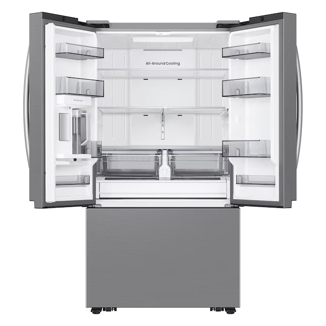 Samsung 31.5-cu ft 3-Door ENERGY STAR Smart French Door Refrigerator with Dual Ice Maker in Stainless Steel 22442656 - RF32CG5300SR - Scratch & Dent (Minor)