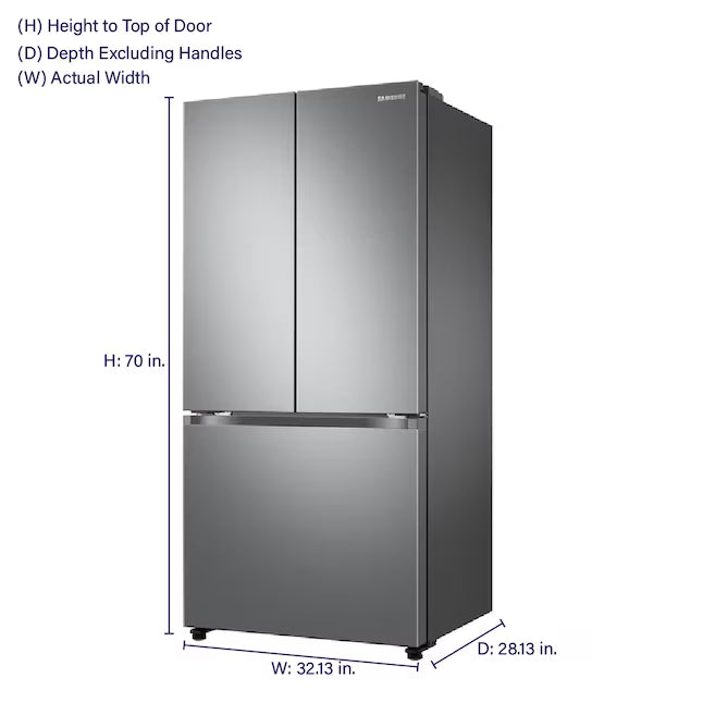 Samsung 18 cu. ft. 33" Wide 3-Door Smart Counter Depth Stainless Steel French Door Refrigerator 22132SD132 - RF18A5101SR - Scratch & Dent (Moderate)