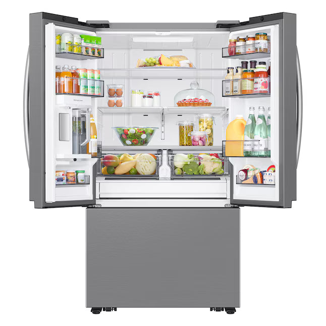 Samsung 31.5-cu ft 3-Door ENERGY STAR Smart French Door Refrigerator with Dual Ice Maker in Stainless Steel 22442656 - RF32CG5300SR - Scratch & Dent (Minor)