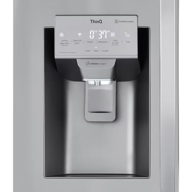 LG 27.8-cu ft 4-Door French Door Refrigerator with Dual Ice Maker in Fingerprint Resistant Steel 22132SD154 - LRMXS2806S - Scratch & Dent (Minor)