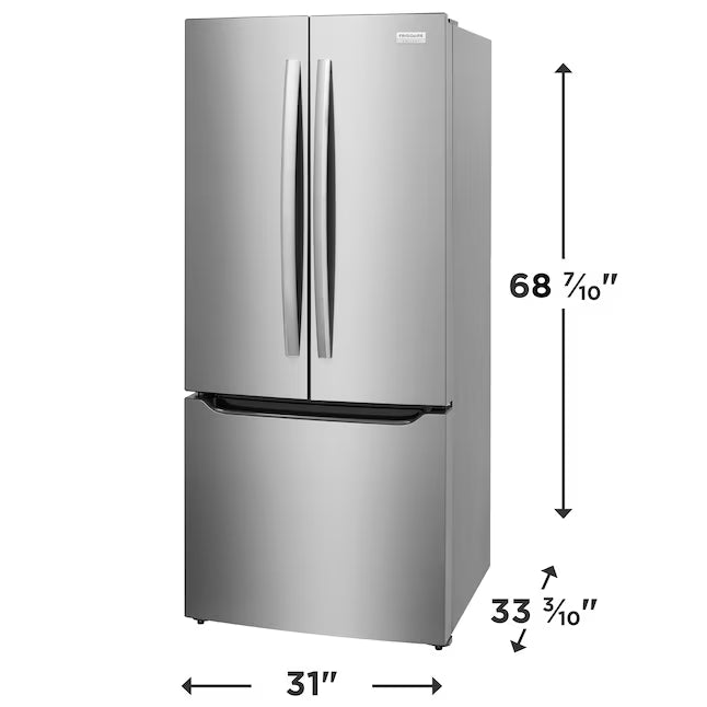 Frigidaire Gallery 20 Cu. Ft. 30" Wide Standard-Depth French Door Refrigerator in Stainless Steel 20SD80 - GRFN2023AF - Scratch & Dent (Minor)