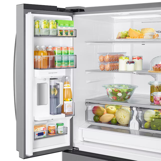 Samsung 31.5-cu ft 3-Door ENERGY STAR Smart French Door Refrigerator with Dual Ice Maker in Stainless Steel 22442656 - RF32CG5300SR - Scratch & Dent (Minor)