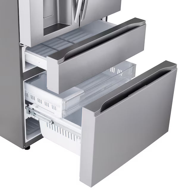 LG 29 cu. ft. Smart Standard-Depth MAX™ 4-Door French Door Refrigerator with Full-Convert Drawer™ in Print Proof Stainless Steel 22134SD232 - LF29H8330S - Scratch & Dent (Moderate)