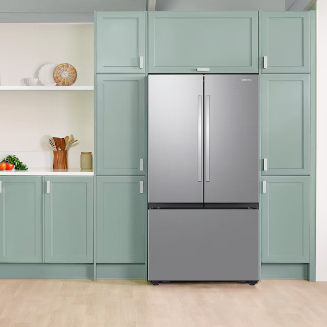 Samsung 31.5-cu ft 3-Door ENERGY STAR Smart French Door Refrigerator with Dual Ice Maker in Stainless Steel 22442656 - RF32CG5300SR - Scratch & Dent (Minor)