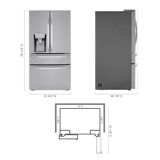 LG 30 cu. ft. Smart French Door Refrigerator with Craft Ice™ & Full-Convert™ Drawer 31135SD270 - LRMXS3006S - Scratch & Dent (Minor)