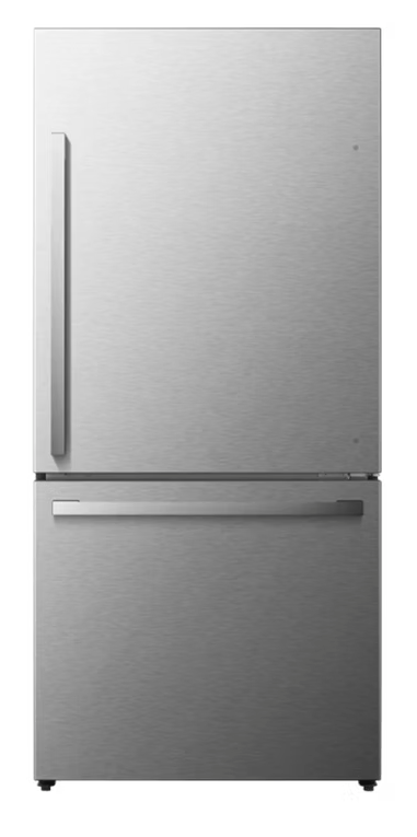 Hisense 33" Wide Counter Depth ENERGY STAR 17.2-cu ft Bottom-Freezer Refrigerator with Ice Maker in Fingerprint Resistant Stainless Steel 3SD659 - HRB171N6BSE - Scratch & Dent (Minor)