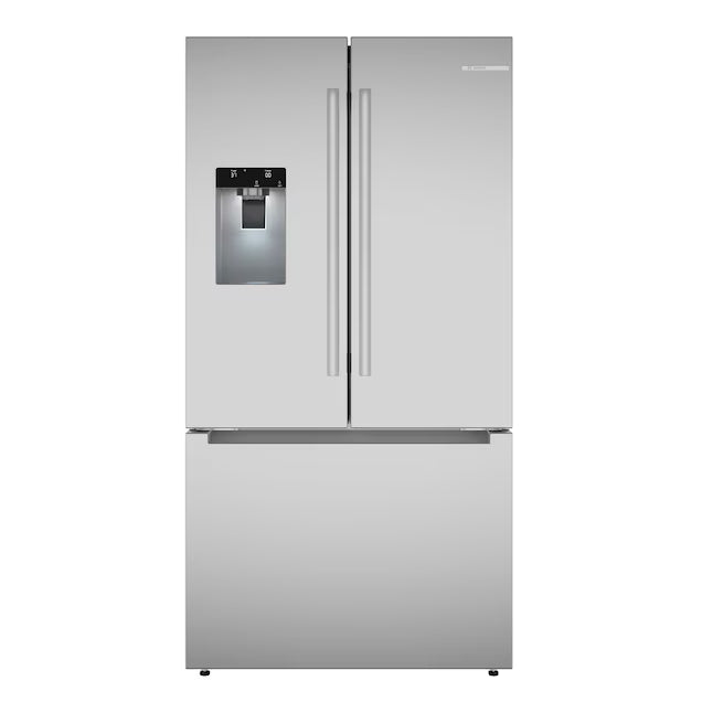 Bosch Fastest Ice Maker Standard-Depth 300 Series 26-cu ft 3-Door Smart Compatible French Door Refrigerator with Ice Maker with Water and Ice Dispenser in Stainless Steel 22121511 - B36FD31ENS - Scratch & Dent (Moderate)
