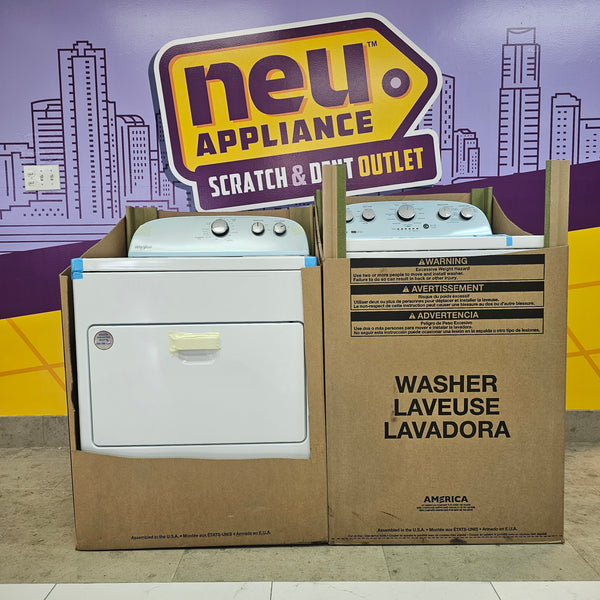 Whirlpool White Top Load 3.8 Cu. Ft. Washer with Removable Agitator WTW4957PW and Whirlpool White Electric 7.0 Dryer with Auto Dry WED4950HW - New in Box