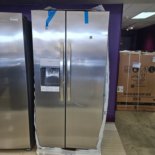 Frigidaire 33" Wide 22.3 cu. ft. ENERGY STAR Side by Side Refrigerator Stainless Steel with Exterior Water and Ice Dispenser FRSS2323AS - New In Box