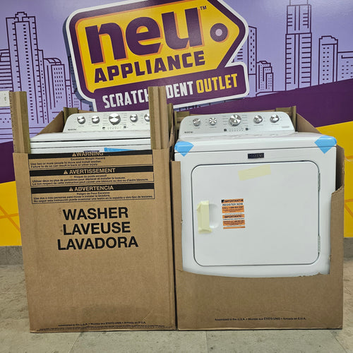 Pictures of Maytag White 4.5 Cu. Ft. High Efficiency Washer with PowerWash Cycle MVW5035MW and Maytag White Electric 7.0 Cu. FT. Dryer with Moisture Sensing MED5030MW - New in Box - Neu Appliance Outlet - Discount Appliance Outlet in Austin, Tx