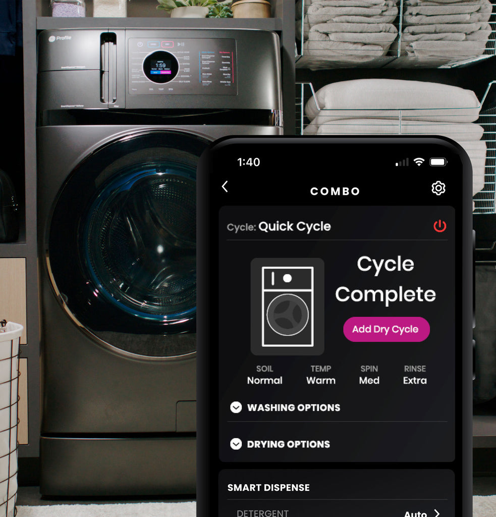 Pictures of GE Profile Energy Star Ultra Fast 4.8 Cu. Ft. Capacity 2-in-1 Washer and Dryer with Ventless Inverter Heat Pump Technology and Pet Hair Removal PFQ97HSPVDS - New - Neu Appliance Outlet - Discount Appliance Outlet in Austin, Tx
