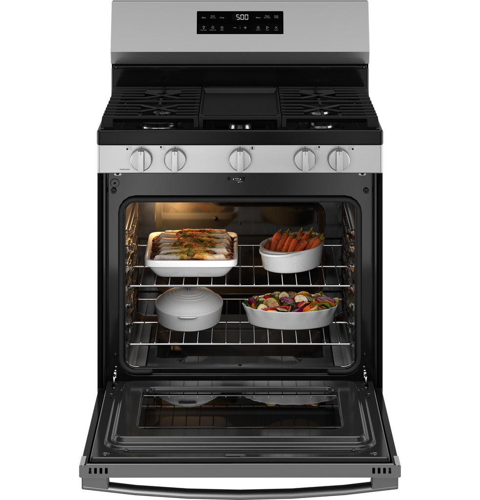Pictures of GE® Free-Standing Gas Range with Crisp Mode in Stainless Steel GGF500PVSS - New in Box - Neu Appliance Outlet - Discount Appliance Outlet in Austin, Tx