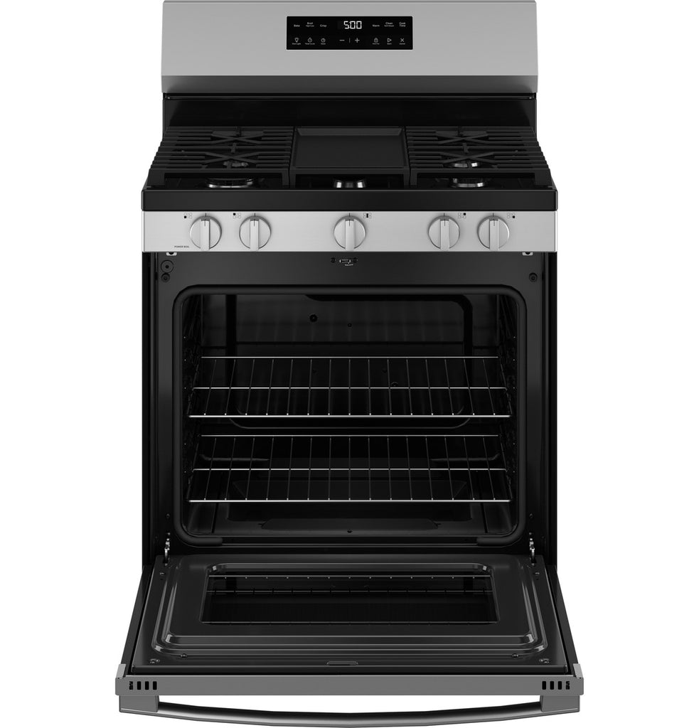 Pictures of GE® Free-Standing Gas Range with Crisp Mode in Stainless Steel GGF500PVSS - New in Box - Neu Appliance Outlet - Discount Appliance Outlet in Austin, Tx