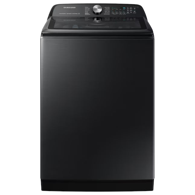 Samsung Brushed Black Top Load 5.2 Cu. Ft. Washer with SuperSpeed Wash WA52A5500AV - Certified Refurbished and Samsung Black Stainless Steel Electric 7.4 Cu. Ft. Dryer with Steam Sanitize DVE50R5400V - Certified Refurbished