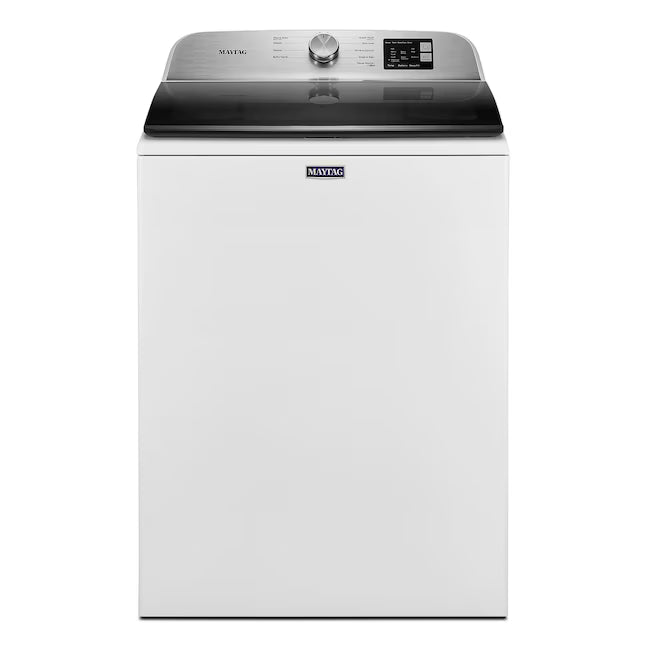 Maytag Top Load 4.8 cu ft Washer with Deep Fill and Slow-Close Glass Lid MVW6200KW - Scratch & Dent (Moderate) and Maytag 7.0 cu ft Electric Dryer with Moisture Sensing and Quick Dry Cycle T8713 - MED6200KW - Scratch & Dent (Minor)
