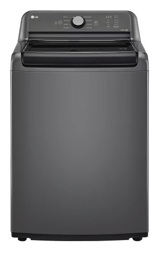 LG 4.1 cu. ft. Top Load Washer with 4-Way Agitator® and TurboDrum™ Technology  WT6105CM - Certified Refurbished and LG 7.3 cu. ft. Ultra Large High Efficiency Electric Dryer in Monochrome Grey DLE6100M - Scratch & Dent (Minor)