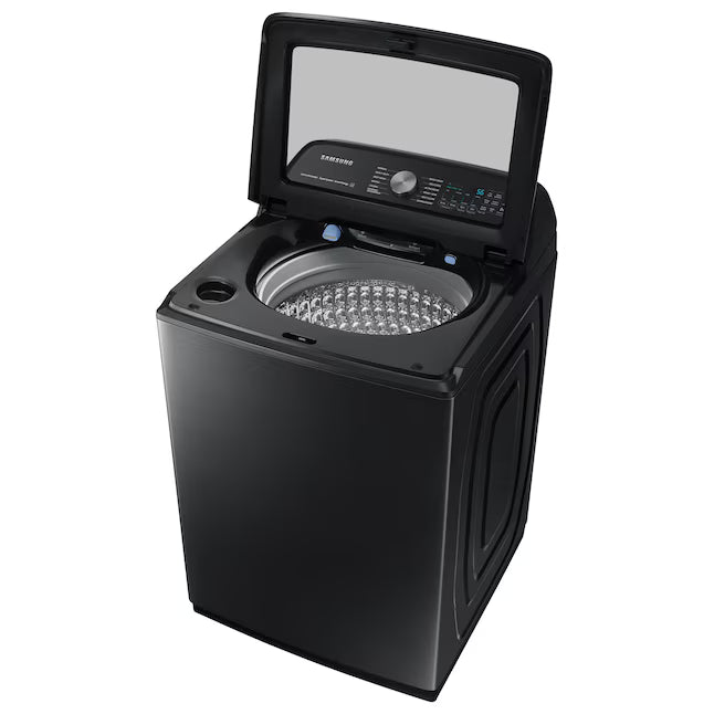 Samsung 5.1 cu. ft. Smart Top Load Washer with ActiveWave™ Agitator and Super Speed Wash WA51A5505AV - Certified Refurbished and Samsung 7.4 Cu. Ft. Smart Electric Dryer with Steam Sanitize+ in Black 16298 - DVE55CG7100V - Scratch & Dent (Minor)
