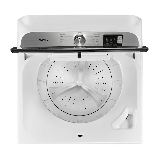 Maytag Top Load 4.8 cu ft Washer with Deep Fill and Slow-Close Glass Lid MVW6200KW - Scratch & Dent (Moderate) and Maytag 7.0 cu ft Electric Dryer with Moisture Sensing and Quick Dry Cycle T8713 - MED6200KW - Scratch & Dent (Minor)
