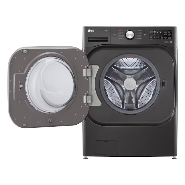 LG Mega Capacity Front Load 5.2 Cu. Ft. Washer with ThinQ Technology WM8900HBA - Scratch & Dent (Minor) and LG Black Steel 9.0 cu. ft. Mega Capacity Smart Wi-fi Enabled Front Load Gas Dryer DLGX8901B - Scratch & Dent (Minor)